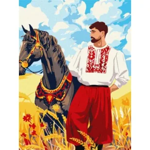 Ideyka Malowanie po numerach - Kozak na polu 30x40cm - Malowanie po numerach - miniaturka - grafika 1
