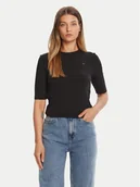 Bluzki damskie - Tommy Hilfiger Bluzka WW0WW47308 Czarny Slim Fit - miniaturka - grafika 1