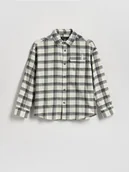 Bluzki dla chłopców - Reserved - Koszula oversize w kratę - złamana biel - miniaturka - grafika 1