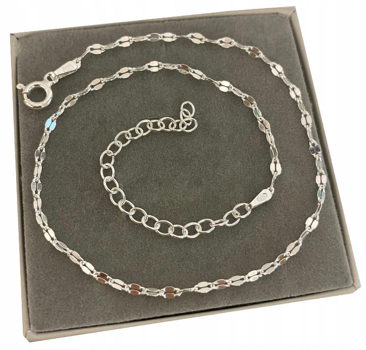 Srebrna bransoletka na nogę srebro 925 blaszki HIT