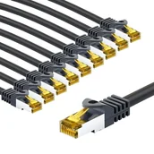 Kable miedziane - goobay 66078 CAT7 kabel sieciowy w zestawie 10 szt./kabel krosowy ekranowany S/FTP/CU Ethernet, PiMF, LSZH/Cat 7 kabel z 10 Gbits/czarny / 10 x 3 m - miniaturka - grafika 1