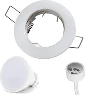 Żarówki LED - Reflektor wpuszczany GU10 Ø65mm otwór wiercony aluminium w komplecie GU10 5W neutralny biały 350 lumen żarówka LED biały matowy okrągły - miniaturka - grafika 1