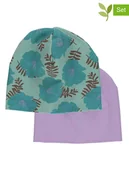 Czapki dla dzieci - Fred´s World by GREEN COTTON Czapki beanie (2 szt.) w kolorze zielono-fioletowym - miniaturka - grafika 1