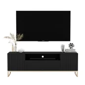 Szafki RTV - Czarna szafka rtv z lamelowym frontem- Filo 7X - miniaturka - grafika 1