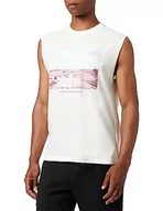 Koszulki męskie - Koton Męski tank top bez rękawów z nadrukiem Crew Neck Cotton, biały (000), L - miniaturka - grafika 1