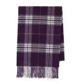 Apaszki i szaliki męskie - Wełniany szal w kratę unisex fioletowo - biały - miniaturka - grafika 1