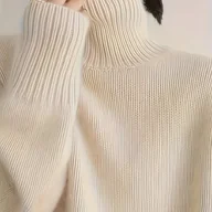 Swetry damskie - TEMU Jednokolorowy Sweter z Wysokim Kołnierzem - Uniwersalny Pullover - Wybór Niannian - miniaturka - grafika 1