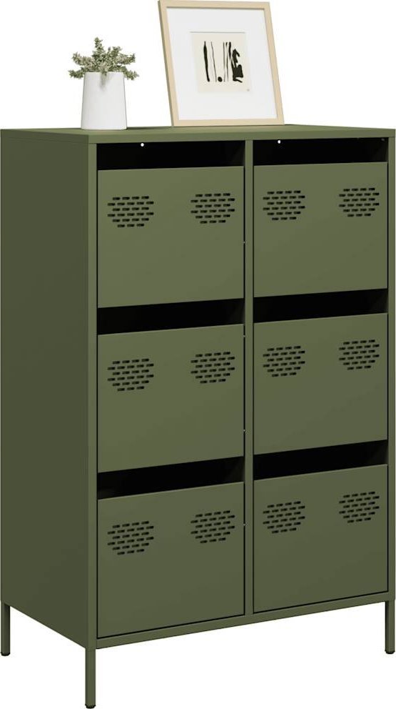 vidaXL Szafka, oliwkowa, 68x39x101,5 cm, stal