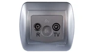 Gniazdka elektryczne - Kontakt Simon Gniazdo ścienne Akord antenowe RTV końcowe 3.5dB AAK/26 aluminium - miniaturka - grafika 1