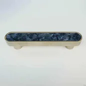 Zawiasy, okucia i inne akcesoria - Uchwyt meblowy podłużny Reling Mosiężny Szczotkowany Nielakierowany z Labradorytem - miniaturka - grafika 1