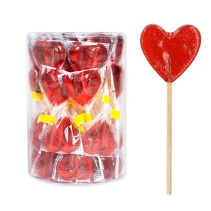LIZAKI LIZAK SERCE SERDUSZKO NA WALENTYNKI DZIEŃ BABCI MATKI 16G 60SZT - Gumy do żucia, lizaki, dropsy - miniaturka - grafika 1