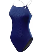 Stroje kąpielowe - TYR Kostium kąpielowy dla dziewczynek Hexa Diamondfit, granatowy/biały, 24 - miniaturka - grafika 1