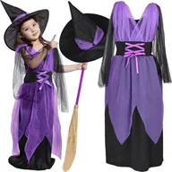 Zabawy w naśladowanie dorosłych - Jokomisiada Sukienka + Kapelusz Kostium przebranie dla Czarodziejka Czarownica ZA5279 - miniaturka - grafika 1