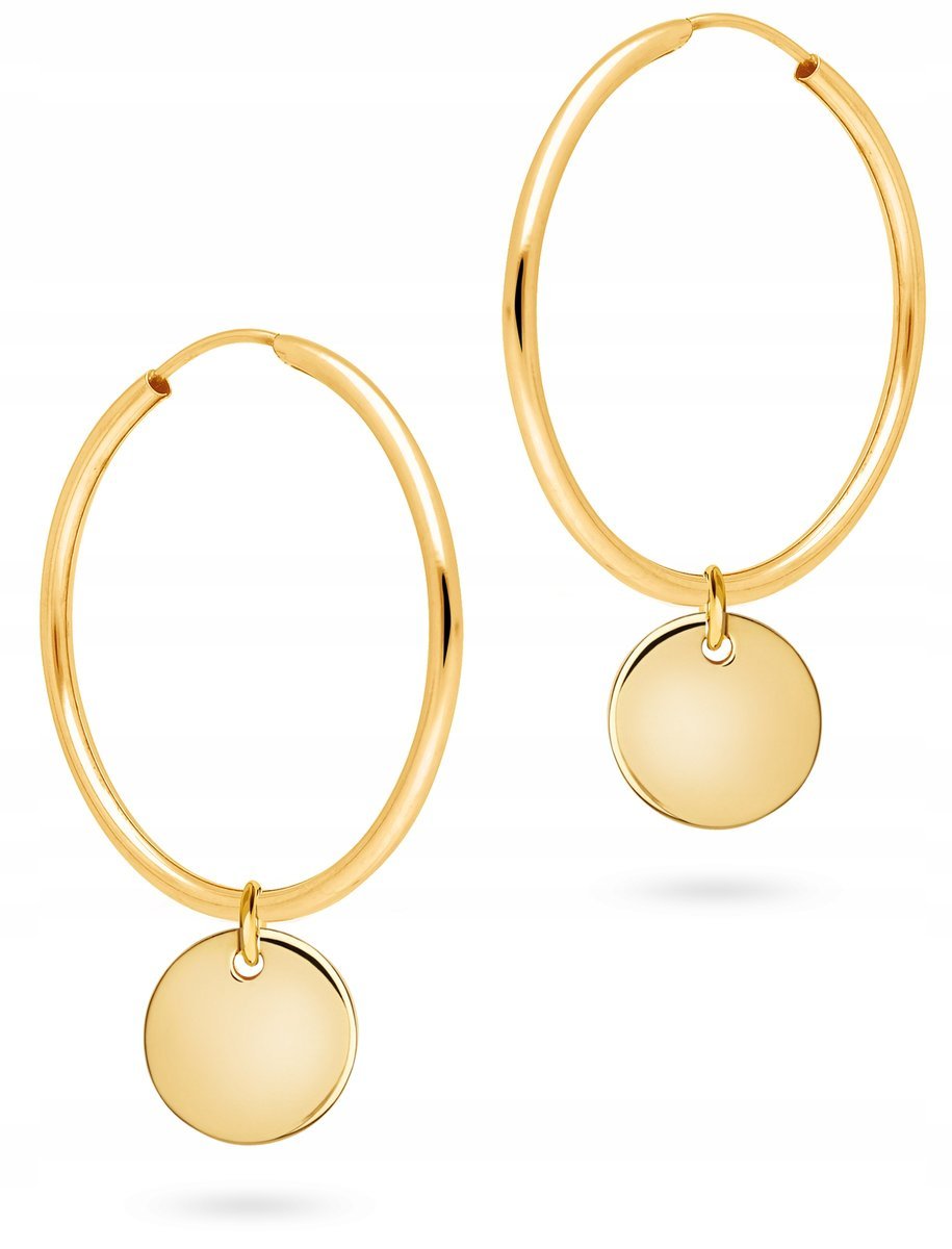 PIĘKNE ZŁOTE KOLCZYKI WISZĄCE KÓŁKO 333