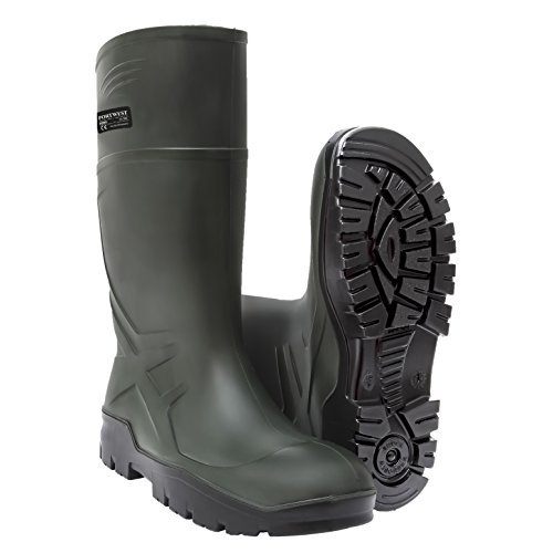 Portwest FD90 PU Kalosze Brak Bezpieczenstwa, O4 CI FO, Zielony, Rozmiar 43