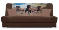 Sofy i kanapy - Brązowa wersalka rozkładana z motywem koni F5-M01 - miniaturka - grafika 1