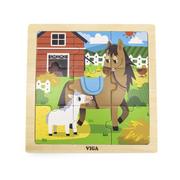 Puzzle - VIGA Poręczne Drewniane Puzzle Konie 9 elementów - miniaturka - grafika 1
