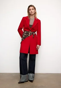 Stradivarius Płaszcz midi z guzikiem o miękkim dotyku Czerwony M - Płaszcze damskie Stradivarius Płaszcz midi z guzikiem o miękkim dotyku Czerwony M - Płaszcze damskie - miniaturka - grafika 1