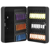 Zawieszki - Skrzynka na klucze z 100 zawieszkami, metalowy sejf, kasetka czarna - miniaturka - grafika 1