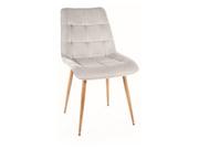 Krzesła - Krzesło tapicerowane do jadalni CHIC D VELVET jasny szary/dąb SIGNAL - miniaturka - grafika 1