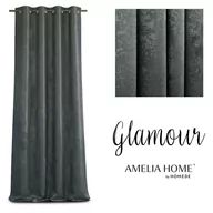 Zasłony - Amelia Home Zasłony na przelotkach 140x250 zaciemniające zamszowe Glamour ciemno szare AH/GLAM/EYE/CH/1425 - miniaturka - grafika 1