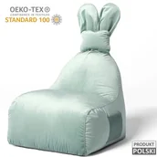 Szafy i szafki dla dzieci - Uszata pufa siedzisko z oparciem Funny Bunny VELVET - Miętowa - miniaturka - grafika 1