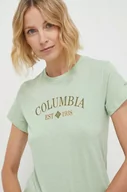 Koszulki sportowe damskie - Columbia t-shirt damski kolor zielony - miniaturka - grafika 1