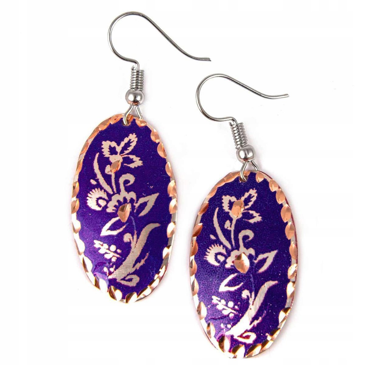 Kolczyki Z Miedzi Miedziane Kwiaty Hand Made Biżuteria Dla Kobiety Piękne