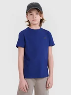 Koszulki dla chłopców - 4F T-shirt regular gładki chłopięcy - niebieski 152 (11-12 lat) - miniaturka - grafika 1