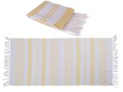 Ręczniki - Ręcznik typu turecki Hammam, biało-żółty 80x170 cm - miniaturka - grafika 1