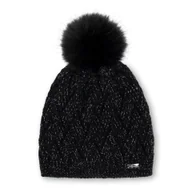 Czapki damskie - Damska czapka z dekoracyjnym splotem czarno - srebra - miniaturka - grafika 1