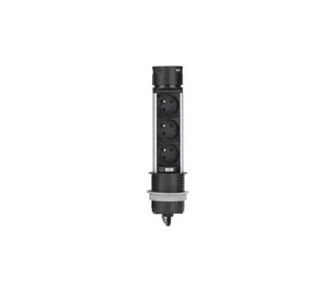 Solight PP125USBC-B - Kolumna z gniazdami do blatu 3x230V + 2xUSB czarny - Rozgałęźniki - miniaturka - grafika 1