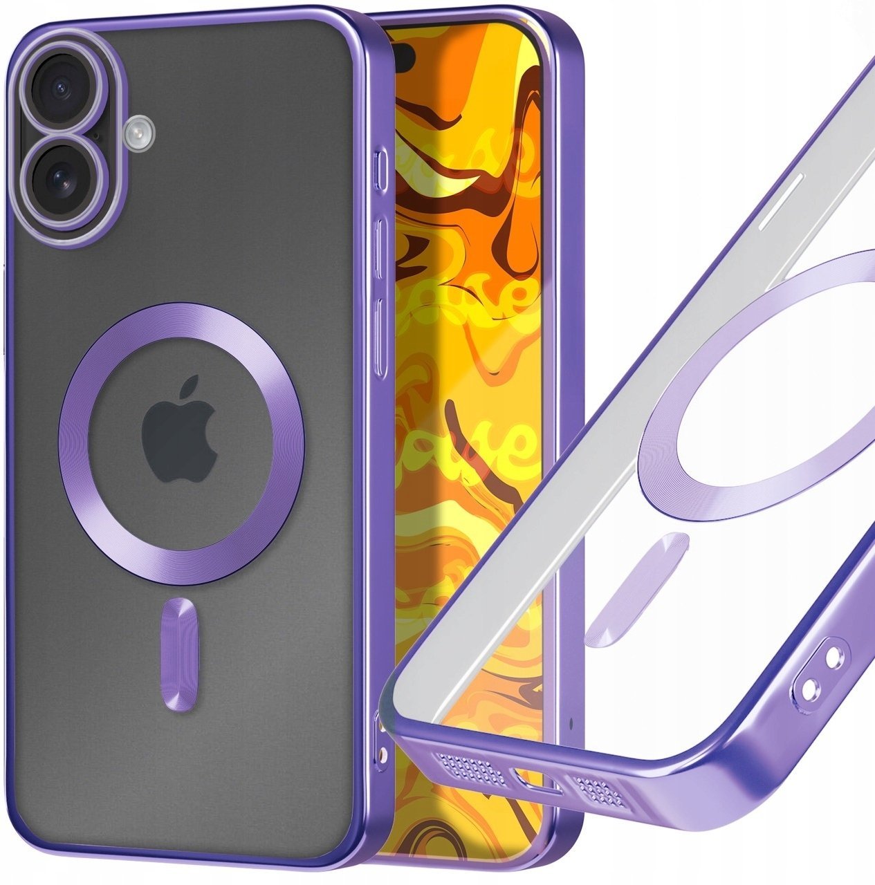 Hello Case Etui Do Apple iPhone 16 Plus Do Magsafe, Fioletowe, Metalowe, Clear, Case