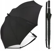 Parasole - PARASOLKA PARASOL DAMSKA MĘSKA ESPRIT DŁUGA CZARNA Z PASKIEM - miniaturka - grafika 1