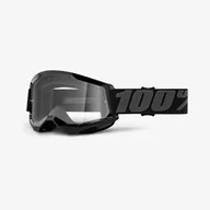 Gogle i okulary motocyklowe - 100% Strata 2 Black Clear Lens Kolor Czarny Szybka Przeźroczysta - miniaturka - grafika 1