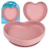 Miseczki i talerzyki dla dzieci - Canpol Babies Talerzyk Z Przyssawką Silikonowy Serce Różowe - miniaturka - grafika 1