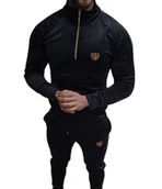 Dresy męskie - Dres welurowy męski czarny złoty zamek Furia - miniaturka - grafika 1