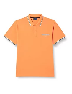 Koszulki męskie - GANT Męska koszulka polo 3-call Tipping SOLID SS Pique, Apricot Orange, standardowa, Apricot Orange, S - grafika 1