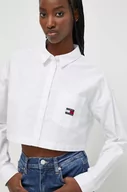 Koszule damskie - Tommy Jeans koszula bawełniana damska kolor biały relaxed z kołnierzykiem klasycznym - miniaturka - grafika 1