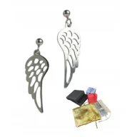 Kolczyki - Modne Srebrne Próba 925 Kolczyki Skrzydła Anioła Na Gwiazdkę Prezent - miniaturka - grafika 1