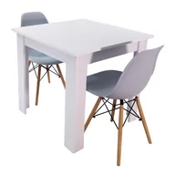 Stoły z krzesłami - Zestaw stół Modern 80 biały i 2 krzesła Milano szare - miniaturka - grafika 1