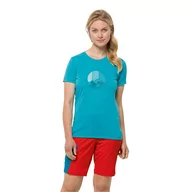 Koszulki i topy damskie - T-shirt damski Jack Wolfskin CROSSTRAIL GRAPHIC T W scuba - L - miniaturka - grafika 1