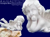 Figurki dekoracyjne - Aniołek leżący - alabaster grecki - miniaturka - grafika 1