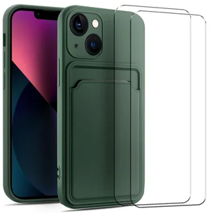 zestaw ochronny 2 w 1 dla Apple iPhone 14 Pro składa się z 2x szklanej osłony ekranu 9H i 1x silikonowego etui - osłona w kolorze zielonym - Etui i futerały do telefonów - miniaturka - grafika 1