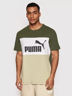 Koszulki męskie - Puma T-Shirt Colorblock 848770 Zielony Regular Fit - grafika 1