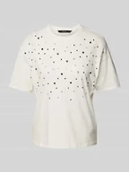 Koszulki i topy damskie - T-shirt o kroju regular fit z obszytymi kamieniami ozdobnymi model ‘YDA’ - miniaturka - grafika 1