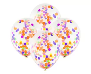 GMR Balony przezroczyste z kolorowym konfetti 30 cm 4 szt GD-4BK - Balony i akcesoria - miniaturka - grafika 1