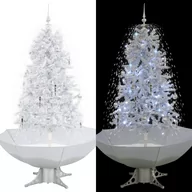 Choinki - vidaXL Choinka sypiąca śniegiem, podstawa parasolowa, biała, 170 cm - miniaturka - grafika 1