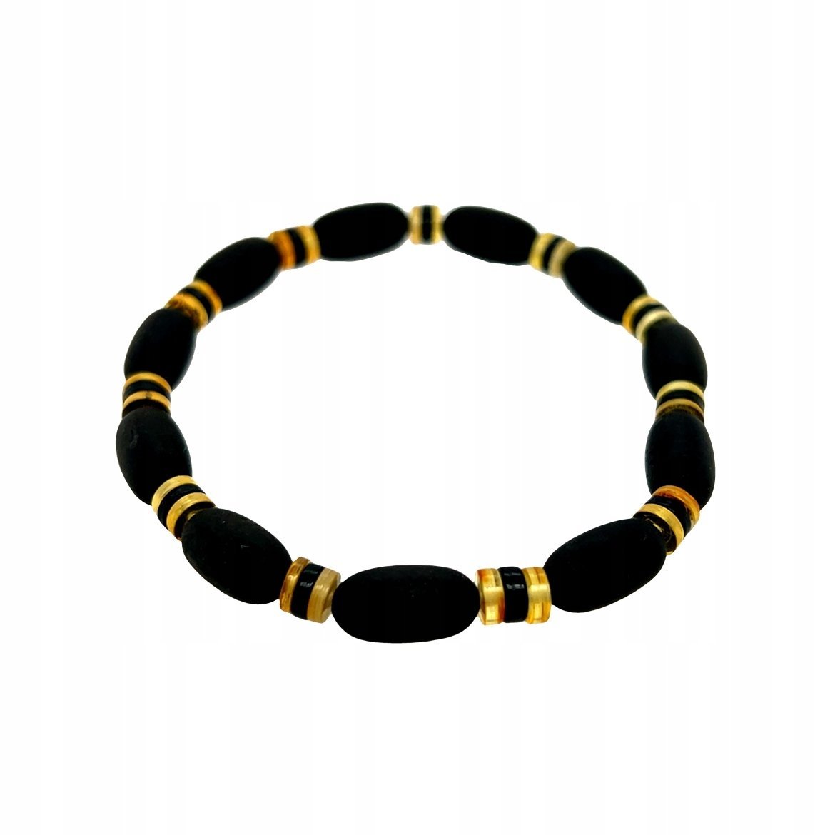 Bransoleta męska z bursztynem BAŁTYCKIM czarny Biżuteria dla mężczyzn