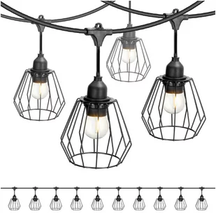 ZESTAW CRETE 2x Girlanda ogrodowa 5m + kabel 10m + 10x klosz czarny D1 - Lampy ogrodowe - miniaturka - grafika 1